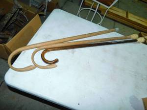 Three Wooden Canes To Aide With Walking