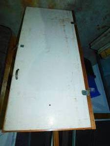 Tall Wood Gun Cabinet W Door & Wire Door Pull