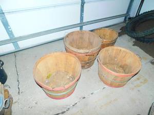Four Vintage Wooden Apple Bushel Baskets