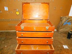 Four Drawer Wooden Storage Case W Lockable Top Lid