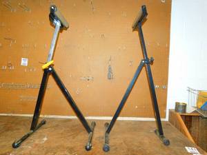 Two Adjustable & Foldable Saw Horses To Place Wood On