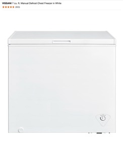 VISSANI 7 cu. ft. Manual Defrost Chest Freezer in White. See Pictures