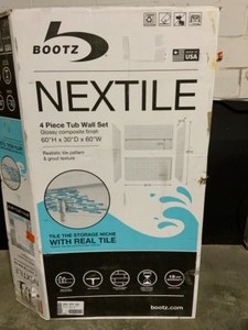 Bootz Industries Nextile 30 in. x 60 in. x 60 in. 4-Piece Direct-to-Stud Alcove Tub Surround in White. See Pictures
