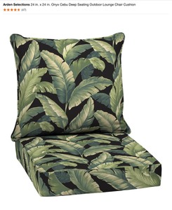 Arden Selections 24 in. x 24 in. Onyx Cebu & Elea Tropical 2-Piece Deep Seating Outdoor Lounge Chair Cushions. See Pictures