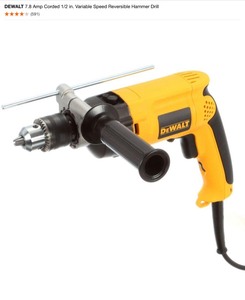 lot 18 image: DEWALT 7.8 Amp Corded 12 in. Variable Speed Reversible Hammer Drill. See Pictures