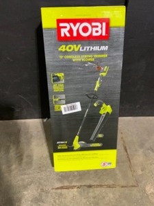 lot 22 image: RYOBI 40V Cordless Battery String Trimmer and Jet Fan Blower Combo Kit (2-Tools) with 4.0 Ah Battery and Charger. See Pictures