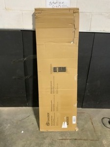 lot 31 image: SAUDER Canton Lane Brew Oak with Grand Walnut Accents 5-Shelf Bookcase with Doors. See Pictures