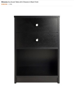lot 46 image: Winsome Ava Accent Table with 2 Drawers in Black Finish. See Pictures