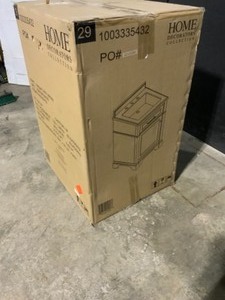 lot 55 image: Home Decorators Collection Melpark 24 in. W x 20 in. D Bath Vanity in White with Cultured Marble Vanity Top in White with White Sink. See Pictures