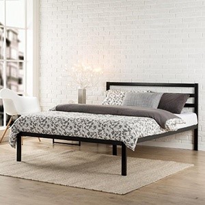 lot 412 image: Zinus Modern Studio Platform 1500H Metal Bed FrameMattress Foundation with Headboard, no Boxspring needed, Wooden Slat Support, Queen, AZ-ASMPH-15Q.