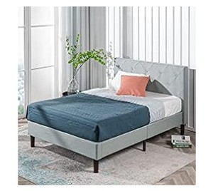 lot 418 image: Zinus Shalini W-FDPB-LG-F Upholstered Bed Platform. FDPB-LG-F.