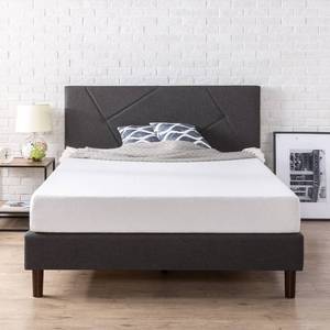 lot 419 image: Zinus Judy Upholstered Platform Bed Frame  Mattress Foundation  Wood Slat Support  No Box Spring Needed  Easy Assembly, Queen,Grey, FGPP-Q.