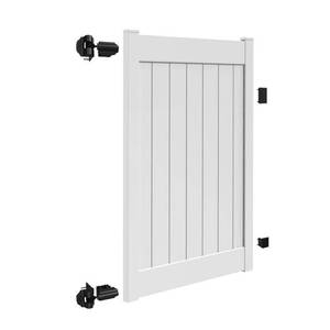 lot 421 image: BARRETTE Linden 4 ft. W x 6 ft. H White Vinyl Un-Assembled Fence Gate, 73025429.