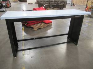 lot 446 image: Husky Work Benches 6 ft. Stainless Steel Top Workbench 72WB01SS-THD - SLIGHTLY USED IN WAREHOUSE.