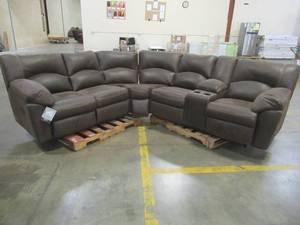 lot 448 image: Signature By Ashley Tambo 2-Piece Reclining Sectional In Canyon - Rip on 2nd Seat Backrest.