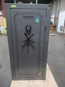lot 300 image: Stack-On 40-Gun FireWaterproof Safe with Electronic Lock and Door Storage, Very Slight Scratch and Dent - Missing Key - Locked (Cant Open).
