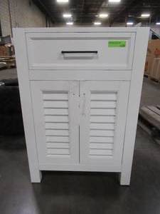 lot 323 image: Marksfield 24 in. W x 22 in. D Bath Vanity in White - Missing Top.