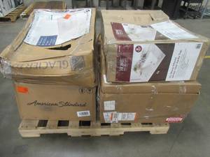 lot 337 image: WHOLESALE MIXED PALLET OF MISCELLANEOUS VANITY TOPS AND TOILET BOWLS