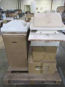 lot 342 image: WHOLESALE MIXED PALLET OF MISCELLANEOUS VANITY TOPS AND MORE