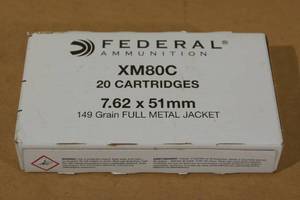 lot 146 image: 20 Federal 7.62 x 51mm (.308) 149 Gr FMJ Ammo