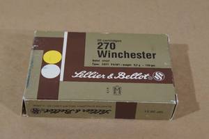 lot 152 image: 20 Sellier & Bellot .270 Win 150 Gr Soft Point Ammo