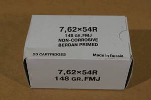 lot 155 image: 20 7.62 x 54R 148 Gr FMJ Ammo
