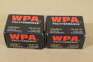lot 160 image: 40 WPA Polyformance 7.62x39mm 125 Gr SP Steel Case Ammo