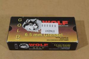 lot 161 image: 20 Wolf Gold 6.5mm Grendel 123 Gr Copper SP Ammo