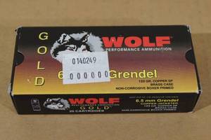lot 162 image: 20 Wolf Gold 6.5mm Grendel 123 Gr Copper SP Ammo