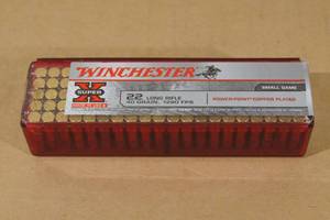 lot 171 image: 100 Winchester Super-X .22 LR 40 Gr Copper Plated Power Point Ammo