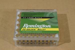 lot 175 image: 100 Remington Golden Bullet .22 LR Plated Round Nose Ammo