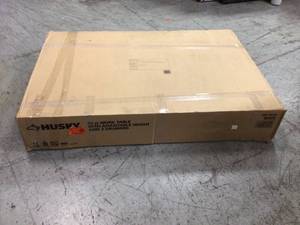 lot 109 image: 52 in. Adjustable Height Work Table with 2-Drawers in White by Husky Customer Returns See Pictures