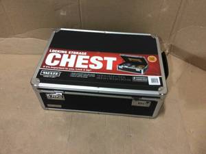 lot 7 image: Vaultz  Locking Storage Chest with Tether Double Combination Locks, Black &nbspCustomer Returns See Pictures