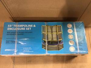 lot 16 image: 55 in. Kid-Friendly Trampoline and Enclosure Set Equipped with Easy Assemble Feature &nbspCustomer Returns See Pictures