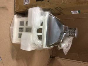 lot 56 image: Hampton Bay  14 in. White Wood and Steel Outdoor Patio Lantern &nbspCustomer Returns See Pictures