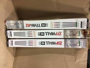 lot 58 image: ZipWall  ZP4 Contains 4 10 ft. Steel Spring Loaded Poles 4-Heads, 4-Plates, 4-Tethers, 4-Grip Disks, 2-Zippers and 1-Carry Bag &nbspCustomer Returns See Pictures