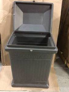 lot 89 image: RTS Home Accents  ParcelWirx Graphite Vertical Lockable Package Delivery Box &nbspCustomer Returns See Pictures