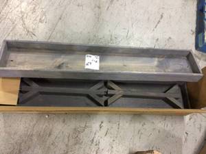 lot 96 image: Barb 60 in. Large Gray Rectangle Wood Console Table with Storage &nbspCustomer Returns See Pictures