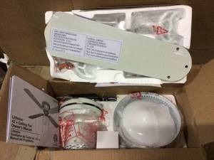 lot 100 image: Littleton 42 in. LED Indoor White Ceiling Fan with Light Kit&nbspCustomer Returns See Pictures