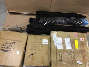 lot 13 image: Lot of assorted Patio Umbrellas and bases Customer Returns See Pictures
