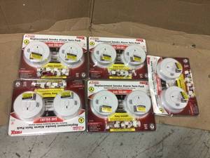 lot 25 image: Lot of Kidde Firex Hardwired Smoke Detector with Adapters, 9-Volt Battery Backup, and Front Load Battery Door (2-Pack) Not used  See Pictures