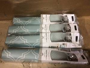 lot 72 image: NuWallpaper Slate Blue Quatrefoil Vinyl Peel & Stick Wallpaper Roll (Covers 30.75 Sq. Ft.) &nbspCustomer Returns See Pictures