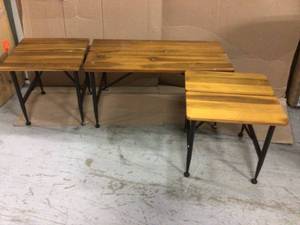 lot 73 image: Ocala 18 in. Black Rectangular Metal Outdoor Table Set &nbspCustomer Returns See Pictures