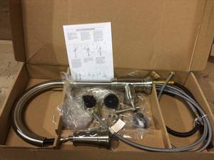 lot 81 image: Design House 524702 Ironwood Kitchen Faucet with Pullout Sprayer, Satin Nickel &nbspCustomer Returns See Pictures