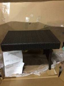 lot 84 image: Noble House Salem Brown Rectangular Wicker Outdoor Side Table &nbspCustomer Returns See Pictures