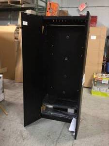 lot 114 image: Regular Duty Welded 24-Gauge Steel Freestanding Garage Cabinet in Black (31 in. W x 75 in. H x 20 in. D) by Husky Customer Returns See Pictures