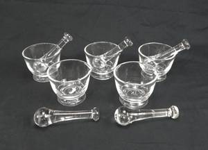 lot 26 image: Set of 5 Heavy Glass 8 Ounce 250CC Mortars and Pestles