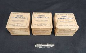 lot 40 image: 3 Boxes of Mercer Glass Works Mertex Glass Connect-Alls