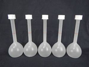 lot 80 image: Set of 5 Kartell 250 ML Poly Volumetric Flasks With Screw Caps