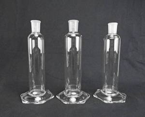 lot 85 image: Set of 3 Pyrex Gas Washing Bottles